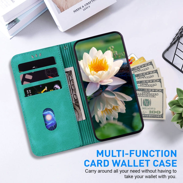 For iPhone 16e Lotus Embossed Leather Phone Case(Green) by bashfashion