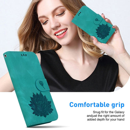 For iPhone 16e Lotus Embossed Leather Phone Case(Green) by bashfashion