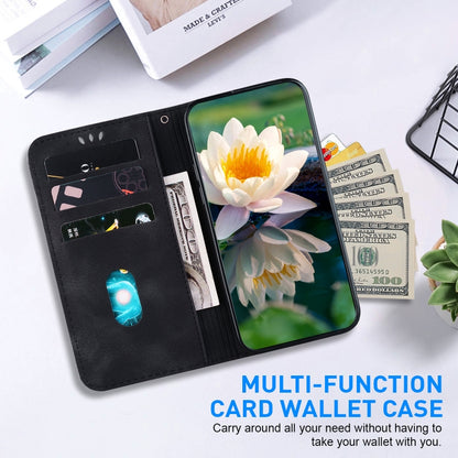 For iPhone 16e Lotus Embossed Leather Phone Case(Black) by bashfashion