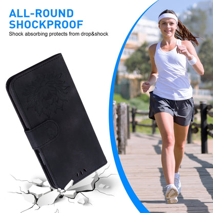 For iPhone 16e Lotus Embossed Leather Phone Case(Black) by bashfashion