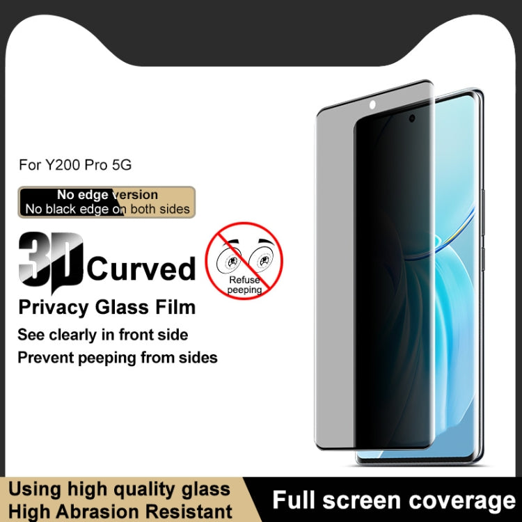 For vivo Y200 Pro imak No Edge Version 3D Curved Privacy Full Screen Tempered Glass Film by imak