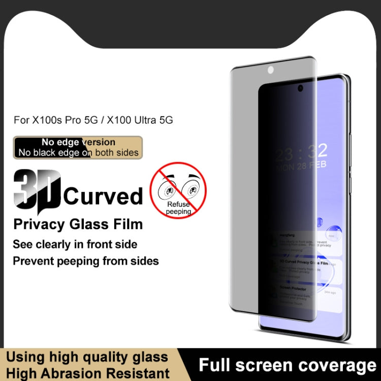 For vivo X100s Pro / X100 Ultra imak No Edge Version 3D Curved Privacy Full Screen Tempered Glass Film by imak