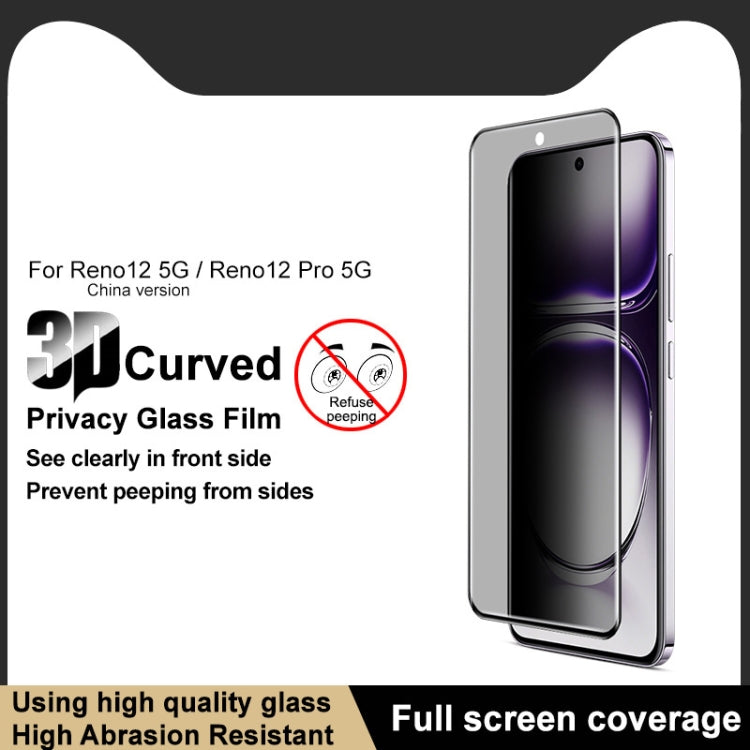 For OPPO Reno12 Pro Global imak 3D Curved Privacy Full Screen Tempered Glass Film by imak