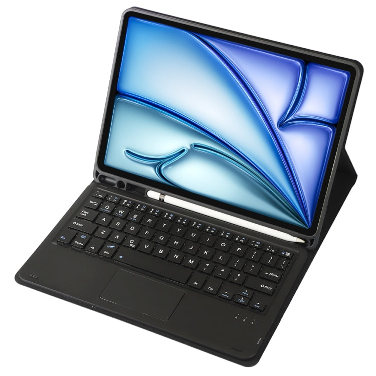 For iPad Air 11 2025 / 2024 / Air 5 10.9 / Air 4 A098B-A Detachable Ultra-Thin Bluetooth Touch Keyboard Leather Tablet Case with Pen Slot(Black) by bashfashion
