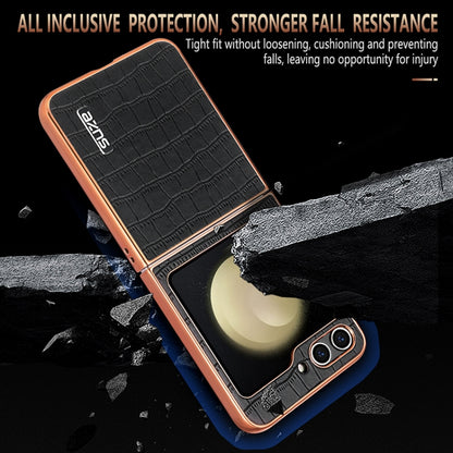 For Samsung Galaxy Z Flip6 / 7 FE AZNS Electroplated Frame Crocodile Texture Full Coverage Phone Case(Black) by AZNS