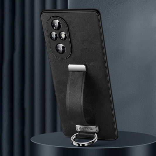 For Honor 200 SULADA PC Hybrid Leather Texture Skin Feel Shockproof Phone Case(Black) by SULADA