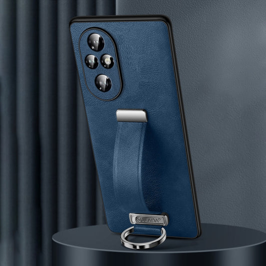 For Honor 200 SULADA PC Hybrid Leather Texture Skin Feel Shockproof Phone Case(Blue) by SULADA