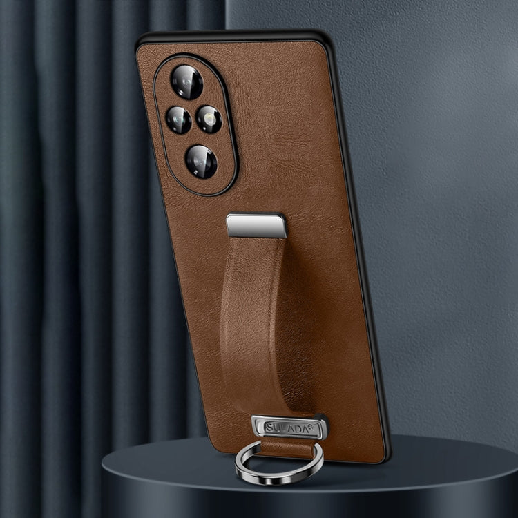 For Honor 200 SULADA PC Hybrid Leather Texture Skin Feel Shockproof Phone Case(Brown) by SULADA