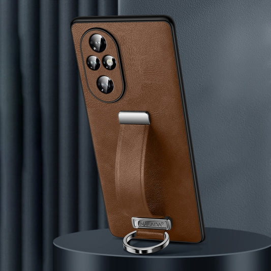 For Honor 200 SULADA PC Hybrid Leather Texture Skin Feel Shockproof Phone Case(Brown) by SULADA