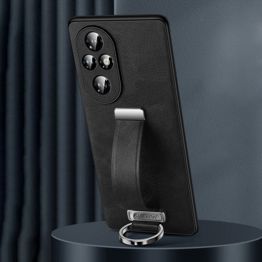 For Honor 200 Pro SULADA PC Hybrid Leather Texture Skin Feel Shockproof Phone Case(Black) by SULADA