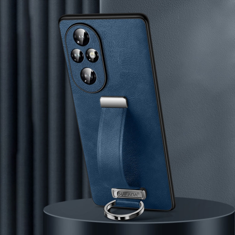 For Honor 200 Pro SULADA PC Hybrid Leather Texture Skin Feel Shockproof Phone Case(Blue) by SULADA