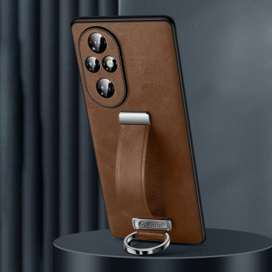 For Honor 200 Pro SULADA PC Hybrid Leather Texture Skin Feel Shockproof Phone Case(Brown) by SULADA
