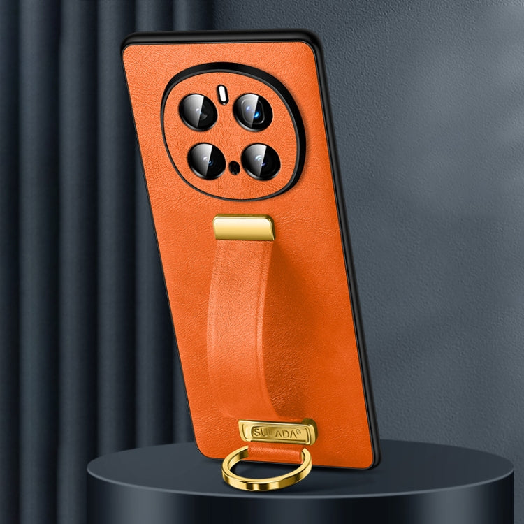 For Honor Magic7 Pro SULADA PC Hybrid Leather Texture Skin Feel Shockproof Phone Case(Orange) by SULADA