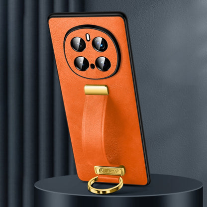 For Honor Magic7 Pro SULADA PC Hybrid Leather Texture Skin Feel Shockproof Phone Case(Orange) by SULADA