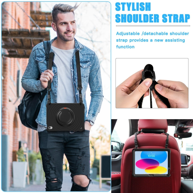 For iPad 2025 / 2022 Rotation Handle Holder Silicone Hybrid PC Tablet Case(Black) by bashfashion