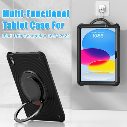 For iPad 2025 / 2022 Rotation Handle Holder Silicone Hybrid PC Tablet Case(Black) by bashfashion