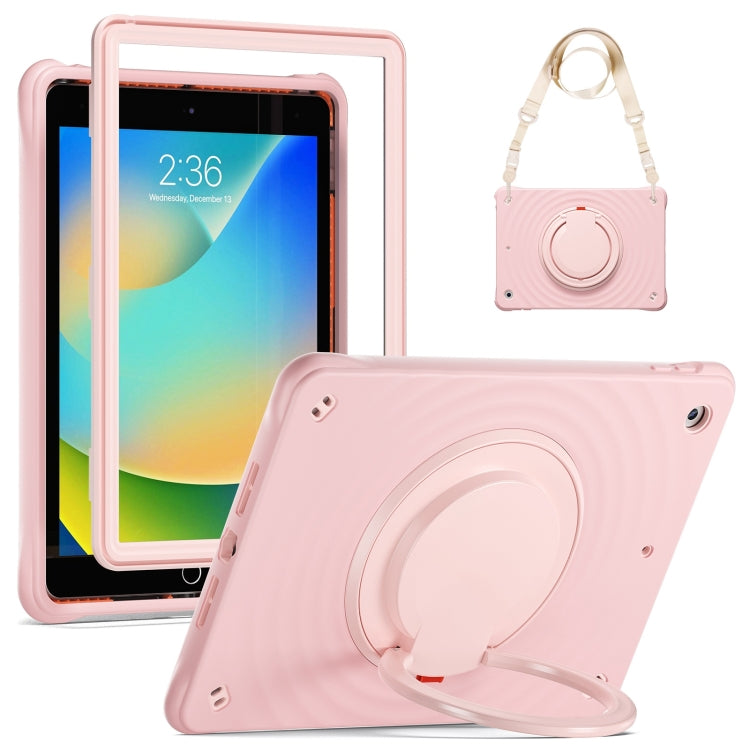 For iPad 10.2 2021 / 2020 / 2019 Rotation Handle Holder Silicone Hybrid PC Tablet Case(Pink) by bashfashion