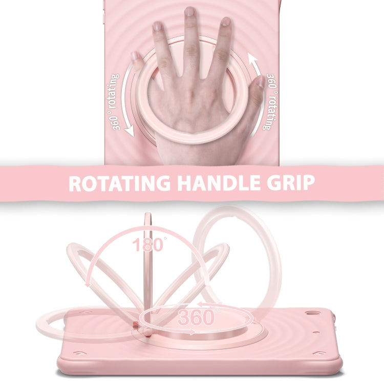 For iPad 10.2 2021 / 2020 / 2019 Rotation Handle Holder Silicone Hybrid PC Tablet Case(Pink) by bashfashion
