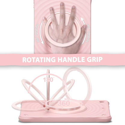 For iPad 10.2 2021 / 2020 / 2019 Rotation Handle Holder Silicone Hybrid PC Tablet Case(Pink) by bashfashion
