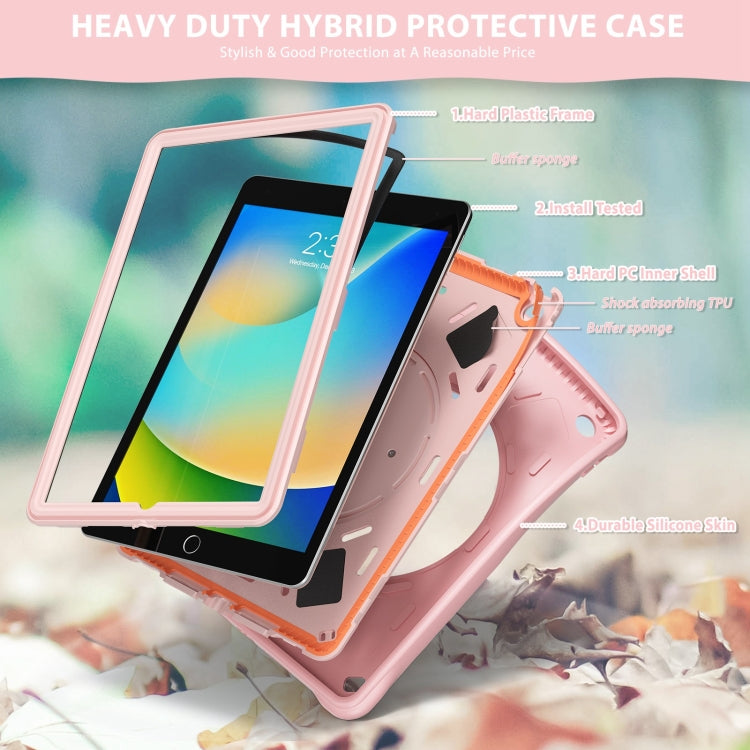 For iPad 10.2 2021 / 2020 / 2019 Rotation Handle Holder Silicone Hybrid PC Tablet Case(Pink) by bashfashion