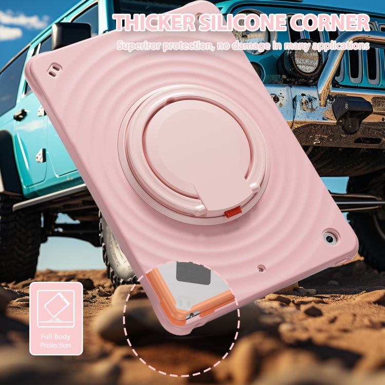 For iPad 10.2 2021 / 2020 / 2019 Rotation Handle Holder Silicone Hybrid PC Tablet Case(Pink) by bashfashion