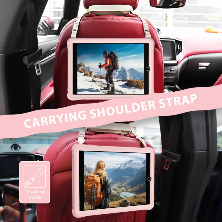 For iPad 10.2 2021 / 2020 / 2019 Rotation Handle Holder Silicone Hybrid PC Tablet Case(Pink) by bashfashion
