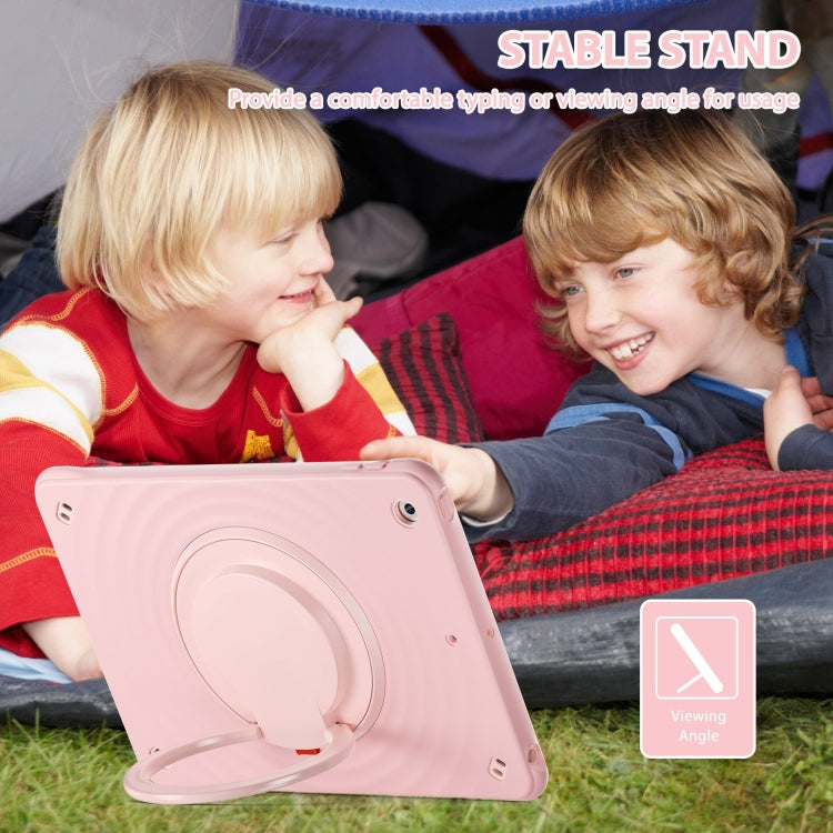 For iPad 10.2 2021 / 2020 / 2019 Rotation Handle Holder Silicone Hybrid PC Tablet Case(Pink) by bashfashion