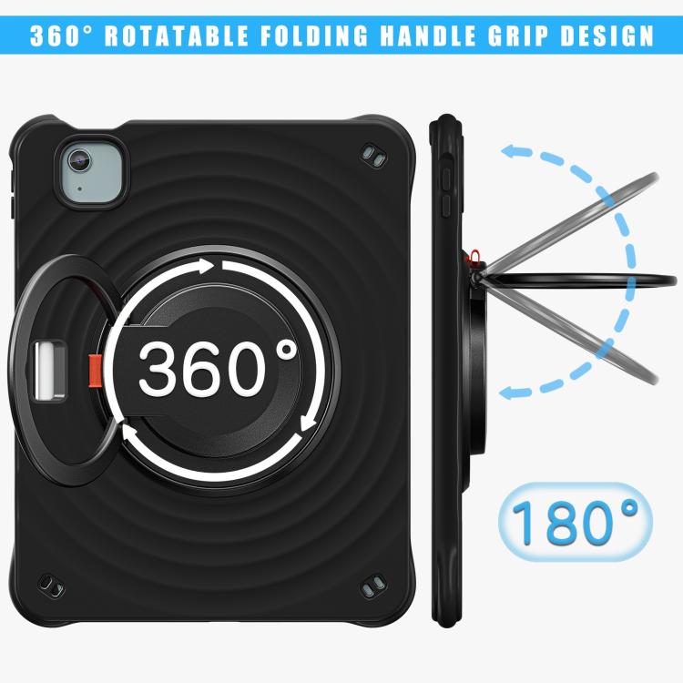 For iPad Air 11 2025 / 2024 Rotation Handle Holder Silicone Hybrid PC Tablet Case(Black) by bashfashion