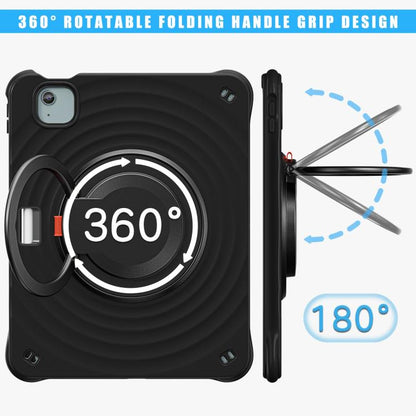 For iPad Air 11 2025 / 2024 Rotation Handle Holder Silicone Hybrid PC Tablet Case(Black) by bashfashion