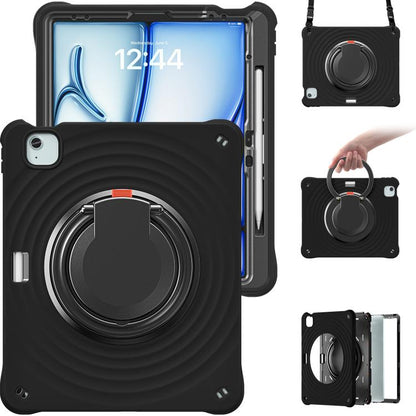 For iPad Air 13 2025 / 2024 Rotation Handle Holder Silicone Hybrid PC Tablet Case(Black) by bashfashion