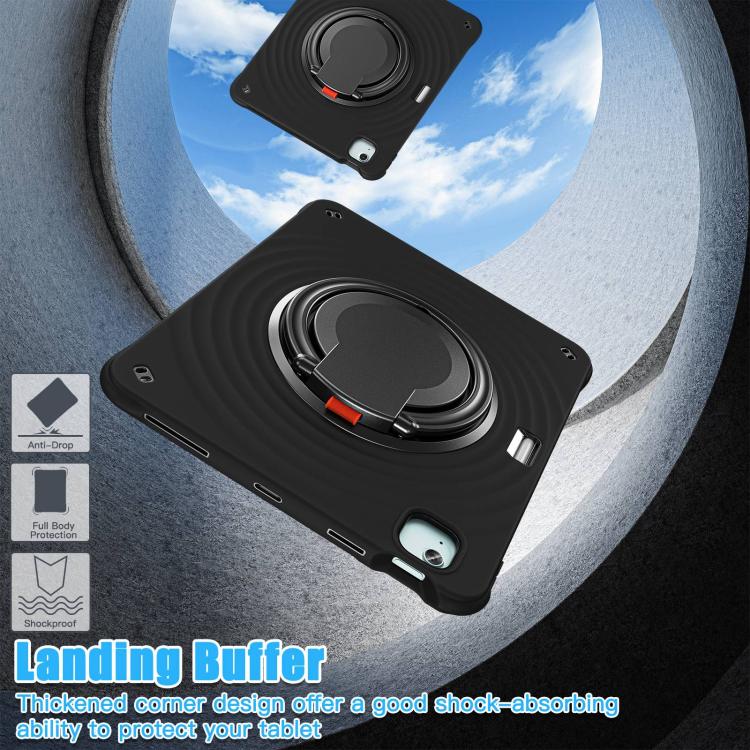 For iPad Air 13 2025 / 2024 Rotation Handle Holder Silicone Hybrid PC Tablet Case(Black) by bashfashion