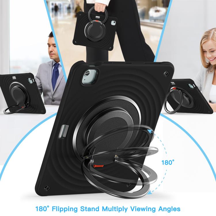 For iPad Air 13 2025 / 2024 Rotation Handle Holder Silicone Hybrid PC Tablet Case(Black) by bashfashion
