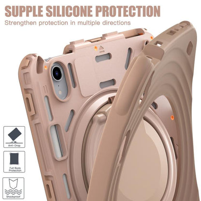 For iPad mini 2024 / mini 6 Rotation Handle Holder Silicone Hybrid PC Tablet Case(Light Coffee) by bashfashion