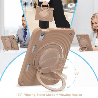 For iPad mini 2024 / mini 6 Rotation Handle Holder Silicone Hybrid PC Tablet Case(Light Coffee) by bashfashion