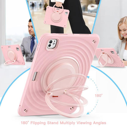 For iPad Pro 11 2025 / 2024 Rotation Handle Holder Silicone Hybrid PC Tablet Case(Pink) by bashfashion