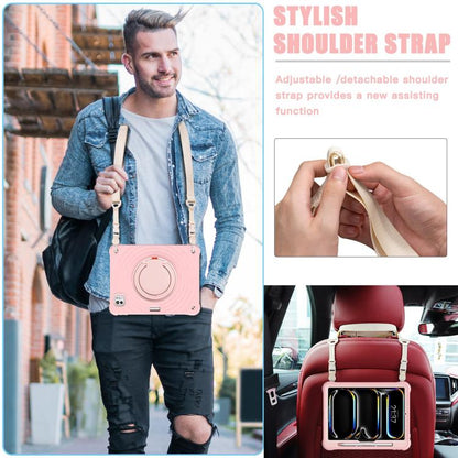 For iPad Pro 11 2025 / 2024 Rotation Handle Holder Silicone Hybrid PC Tablet Case(Pink) by bashfashion