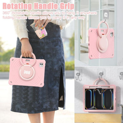 For iPad Pro 11 2025 / 2024 Rotation Handle Holder Silicone Hybrid PC Tablet Case(Pink) by bashfashion