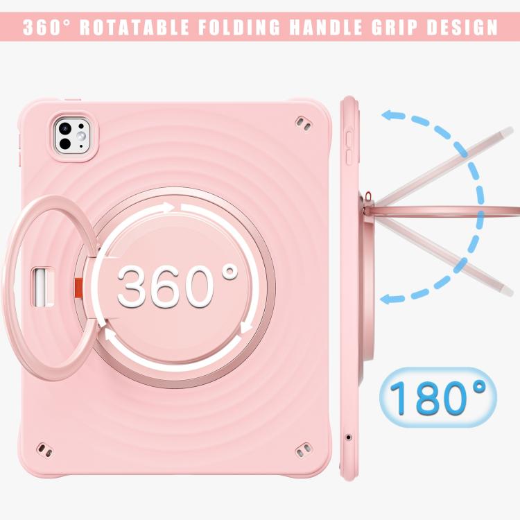 For iPad Pro 13 2025 / 2024 Rotation Handle Holder Silicone Hybrid PC Tablet Case(Pink) by bashfashion
