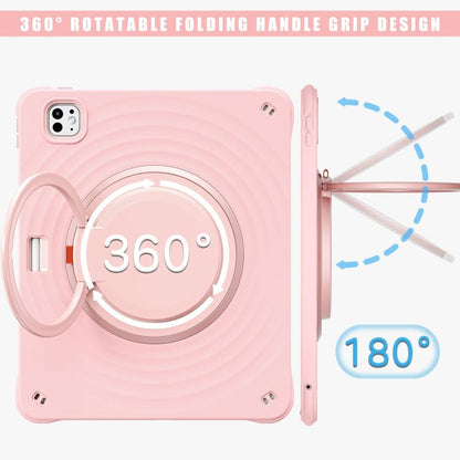 For iPad Pro 13 2025 / 2024 Rotation Handle Holder Silicone Hybrid PC Tablet Case(Pink) by bashfashion