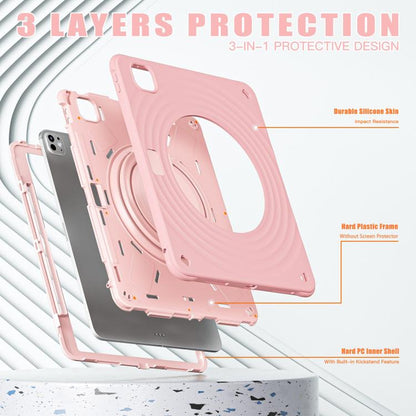For iPad Pro 13 2025 / 2024 Rotation Handle Holder Silicone Hybrid PC Tablet Case(Pink) by bashfashion