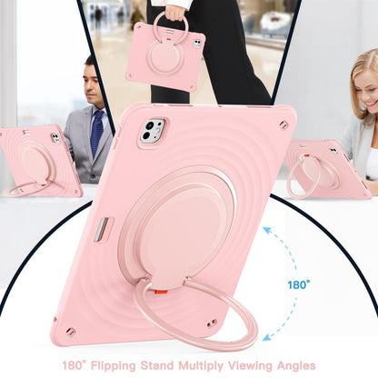 For iPad Pro 13 2025 / 2024 Rotation Handle Holder Silicone Hybrid PC Tablet Case(Pink) by bashfashion