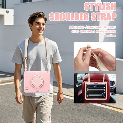 For iPad Pro 13 2025 / 2024 Rotation Handle Holder Silicone Hybrid PC Tablet Case(Pink) by bashfashion