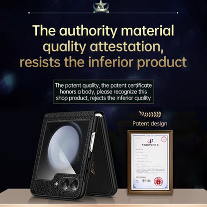 For Samsung Galaxy Z Flip5 SULADA Lychee Texture Invisible Holder Leather Back Cover Phone Case(Green) by SULADA