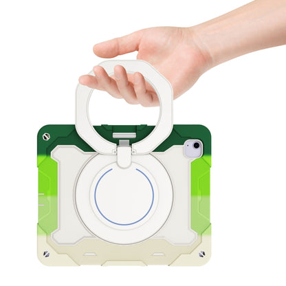 For iPad Air 13 2024 / 2025 Armor Portable Rotating Ring Holder Silicone Tablet Case with Pen Slot(Colorful Green) by bashfashion