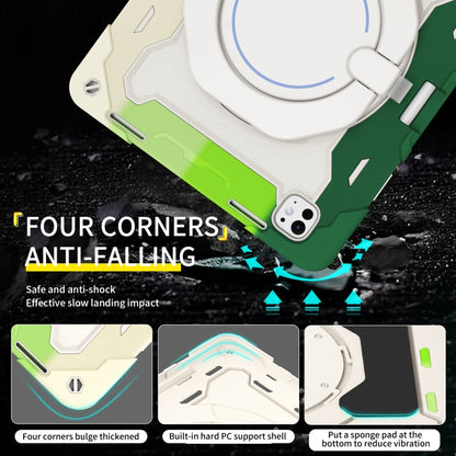 For iPad Pro 13 2025 / 2024 Armor Portable Rotating Ring Holder Silicone Tablet Case with Pen Slot(Colorful Green) by bashfashion