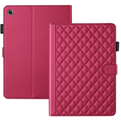 For Lenovo Tab M10 Plus 10.6 3rd Gen Rhombus Lattice Leather Smart Tablet Case(Red) by bashfashion