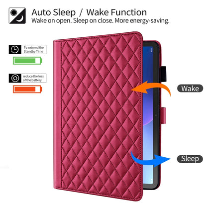 For Lenovo Tab M10 Plus 10.6 3rd Gen Rhombus Lattice Leather Smart Tablet Case(Red) by bashfashion