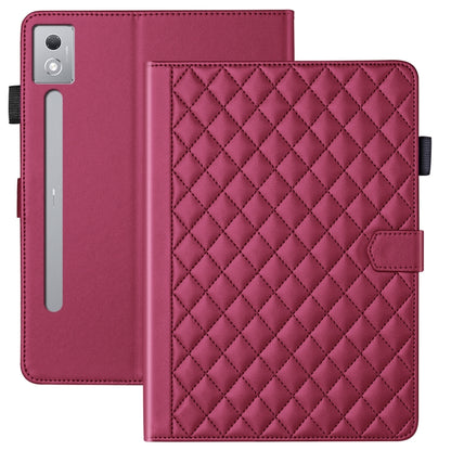 For Lenovo Xiaoxin Pad Pro 12.7 2025 Rhombus Lattice Leather Tablet Case(Red) by bashfashion