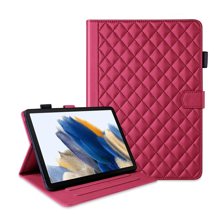 For Samsung Galaxy Tab A8 10.5 Rhombus Lattice Leather Smart Tablet Case(Red) by bashfashion