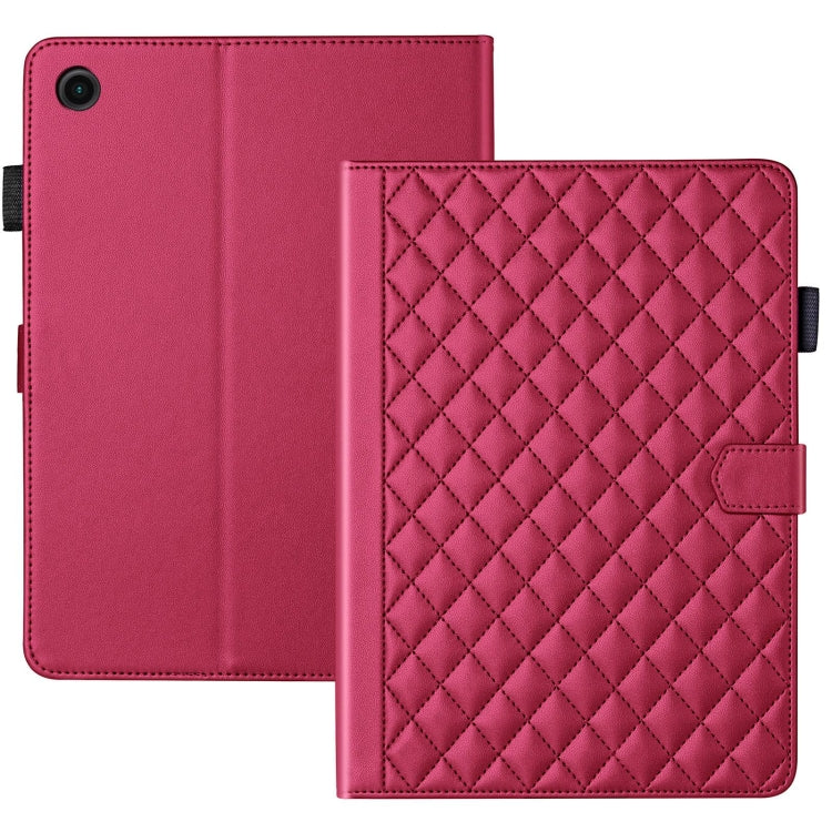 For Samsung Galaxy Tab A8 10.5 Rhombus Lattice Leather Smart Tablet Case(Red) by bashfashion